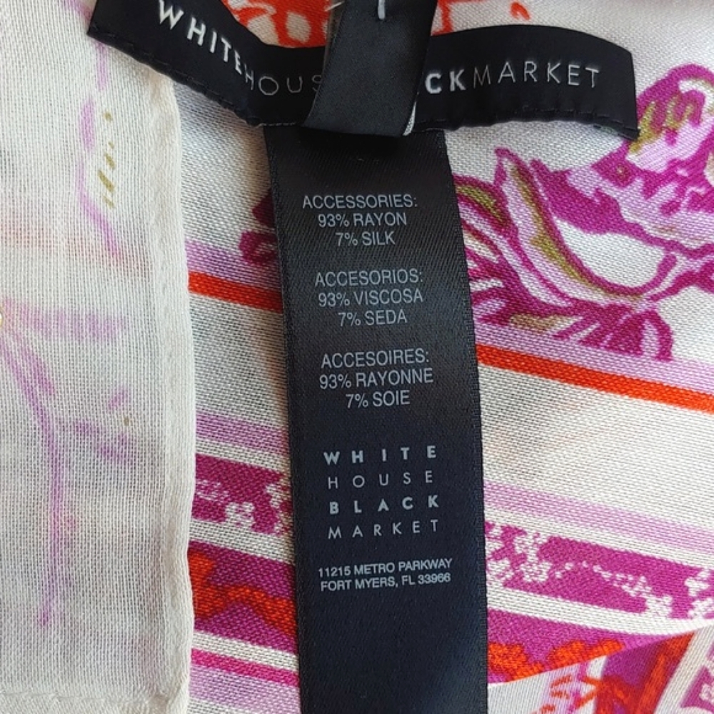 White House Black Market Oblong Scarf in Pale Orchid and Ecru White NWT - Picture 9 of 12